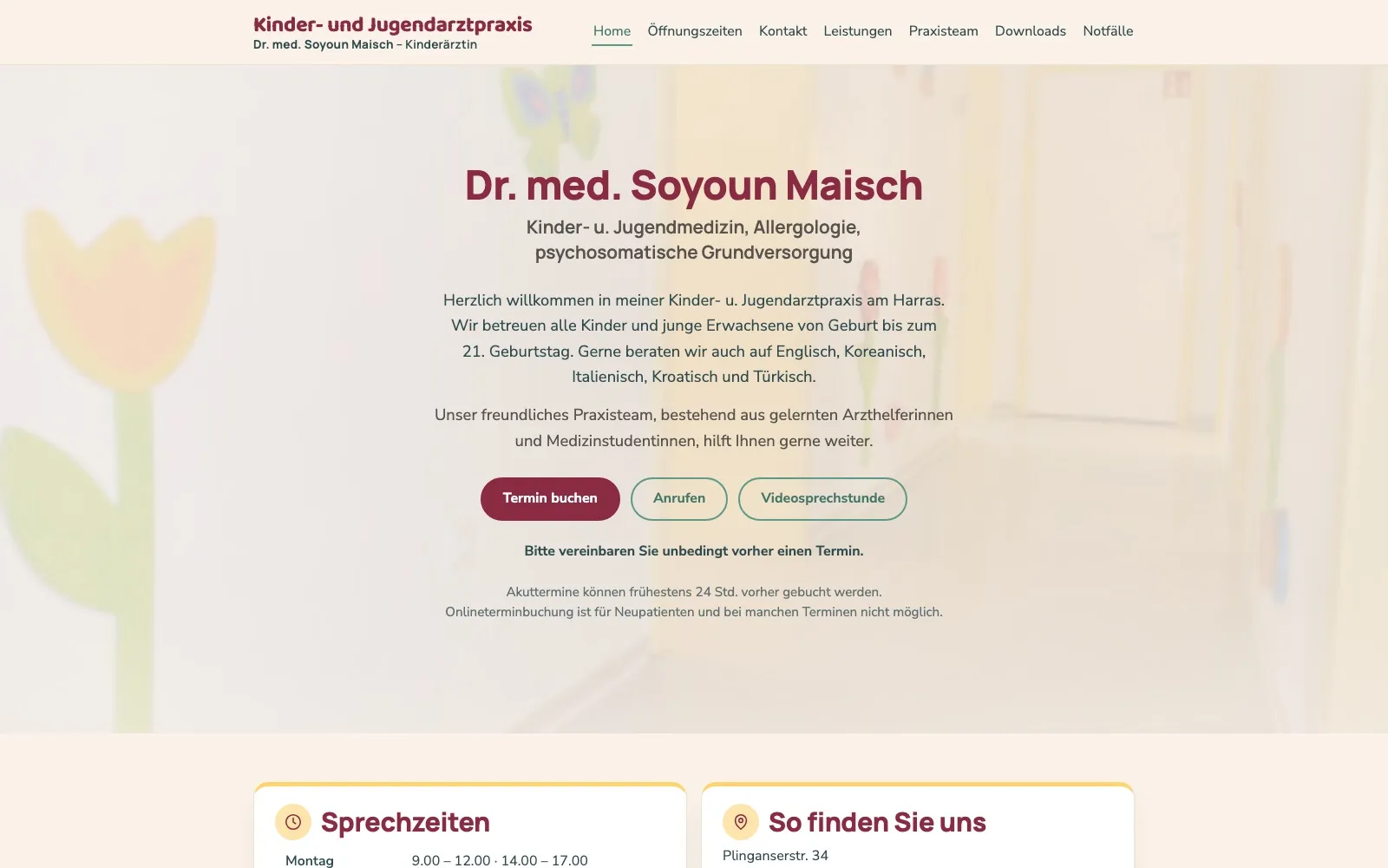 Screenshot der Website Kinderarztpraxis Dr. Maisch